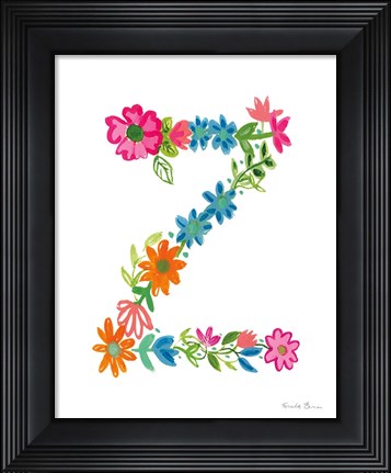 Framed Floral Alphabet Letter XXVI Print