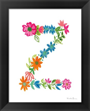 Framed Floral Alphabet Letter XXVI Print