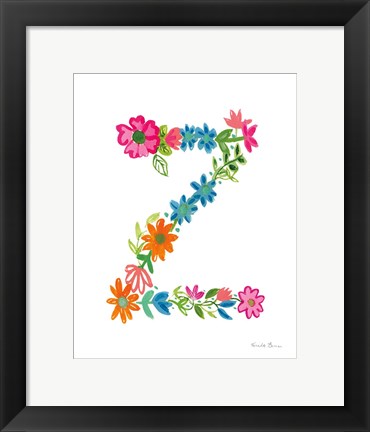 Framed Floral Alphabet Letter XXVI Print