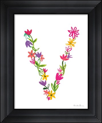 Framed Floral Alphabet Letter XXII Print