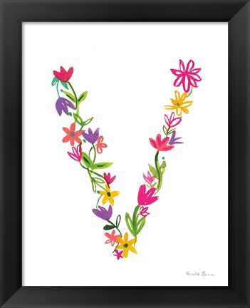 Framed Floral Alphabet Letter XXII Print