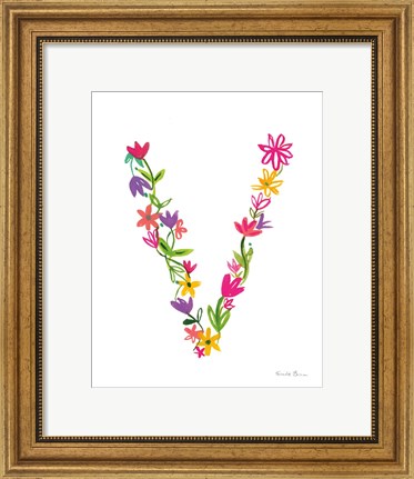 Framed Floral Alphabet Letter XXII Print