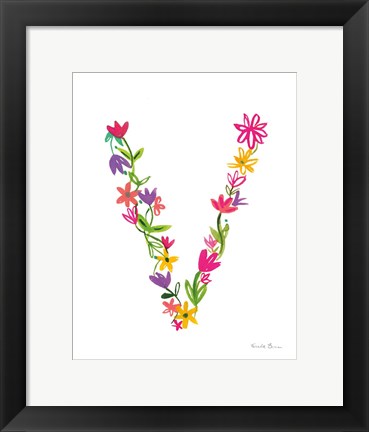 Framed Floral Alphabet Letter XXII Print