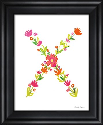Framed Floral Alphabet Letter XXIV Print