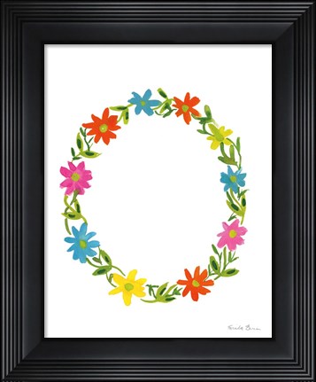 Framed Floral Alphabet Letter XV Print