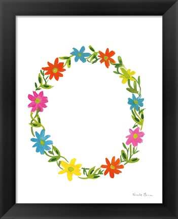 Framed Floral Alphabet Letter XV Print