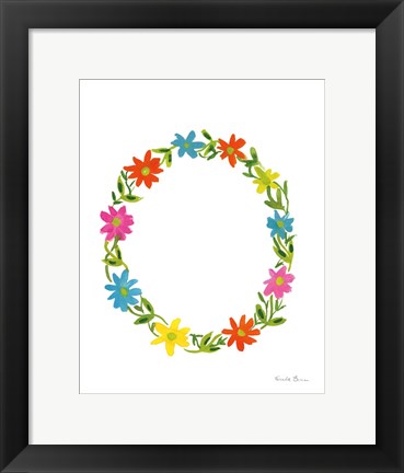 Framed Floral Alphabet Letter XV Print