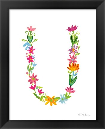 Framed Floral Alphabet Letter XXI Print