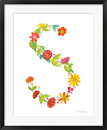 Framed Floral Alphabet Letter XIX Print