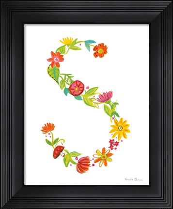 Framed Floral Alphabet Letter XIX Print