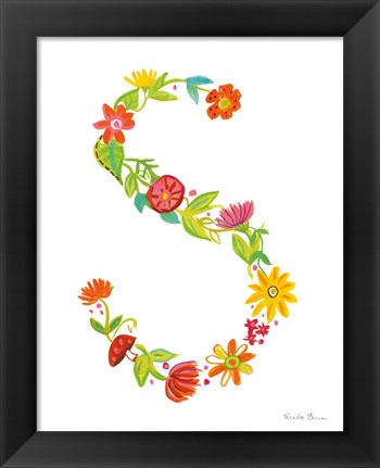 Framed Floral Alphabet Letter XIX Print