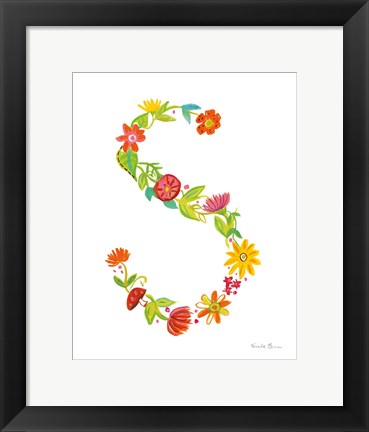 Framed Floral Alphabet Letter XIX Print