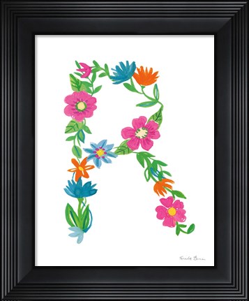 Framed Floral Alphabet Letter XVIII Print