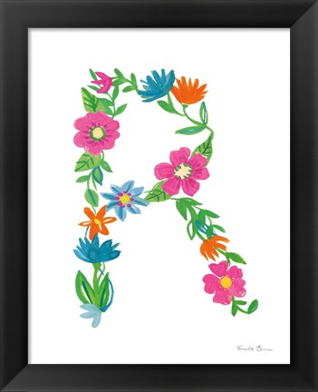 Framed Floral Alphabet Letter XVIII Print