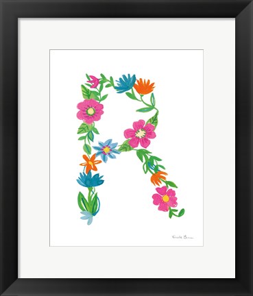 Framed Floral Alphabet Letter XVIII Print