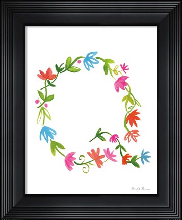 Framed Floral Alphabet Letter XVII Print
