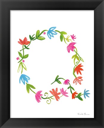 Framed Floral Alphabet Letter XVII Print