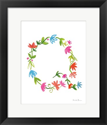 Framed Floral Alphabet Letter XVII Print