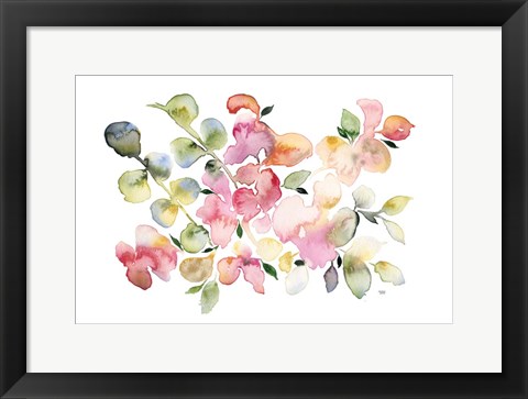 Framed Shades of Pink Watercolor Floral Print