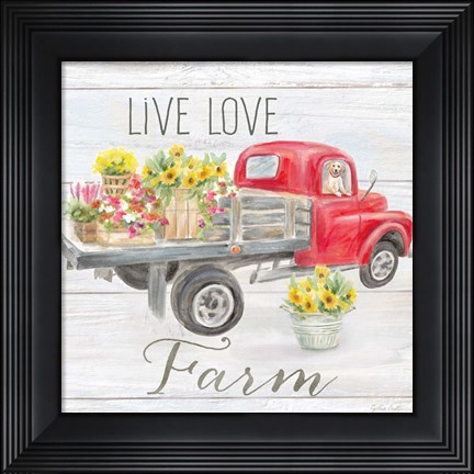Framed Vintage Truck Sentiment I (red) Print