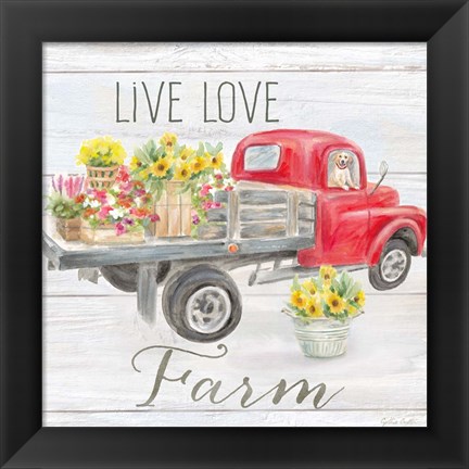 Framed Vintage Truck Sentiment I (red) Print