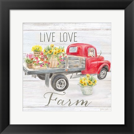 Framed Vintage Truck Sentiment I (red) Print