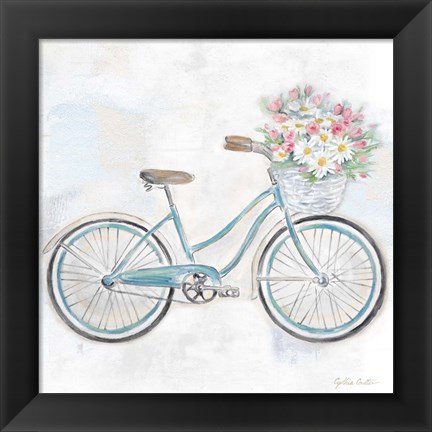 Framed Vintage Bike With Flower Basket I Print