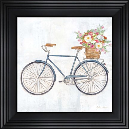 Framed Vintage Bike With Flower Basket II Print