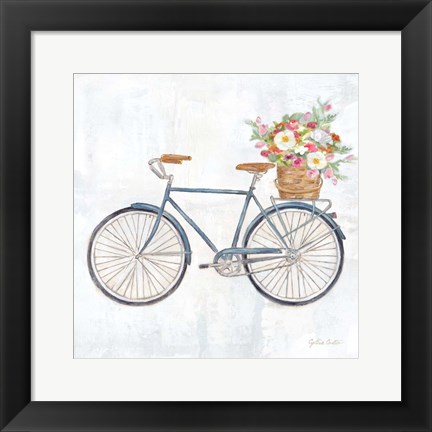 Framed Vintage Bike With Flower Basket II Print