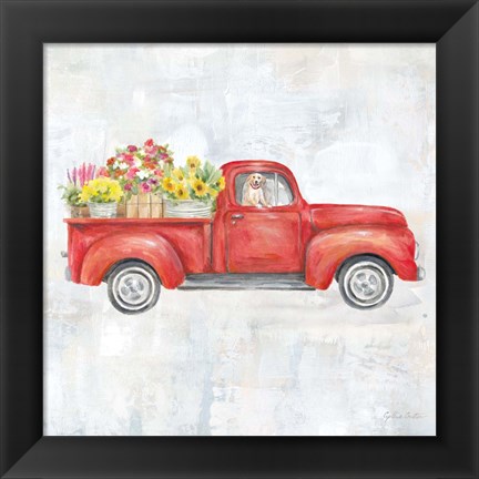 Framed Vintage Red Truck Print