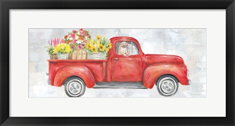 Framed Vintage Red Truck Panel Print