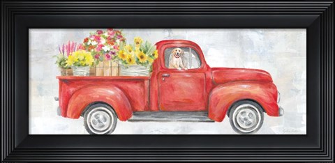 Framed Vintage Red Truck Panel Print