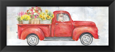 Framed Vintage Red Truck Panel Print