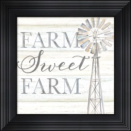 Framed Windmill Farm Sweet Farm Sentiment Print