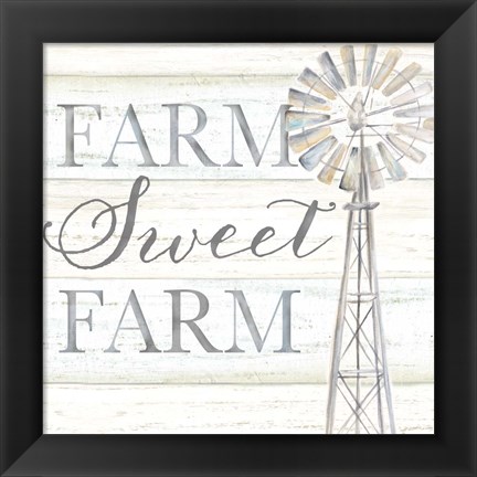 Framed Windmill Farm Sweet Farm Sentiment Print