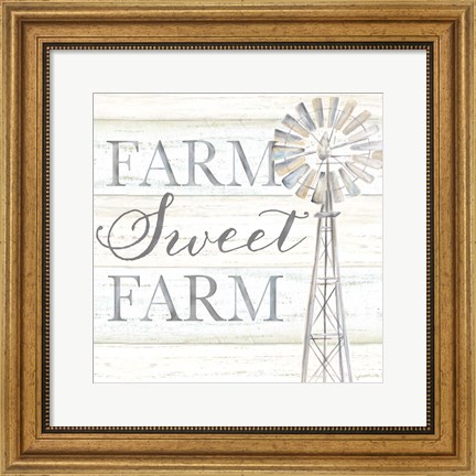 Framed Windmill Farm Sweet Farm Sentiment Print