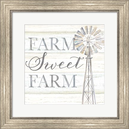 Framed Windmill Farm Sweet Farm Sentiment Print