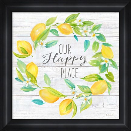 Framed Our Happy Place Lemon Wreath Print