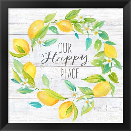 Framed Our Happy Place Lemon Wreath Print