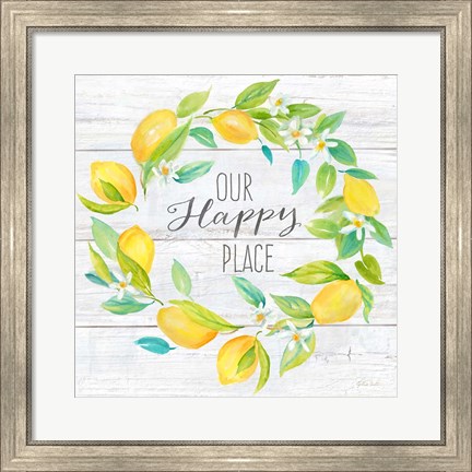 Framed Our Happy Place Lemon Wreath Print