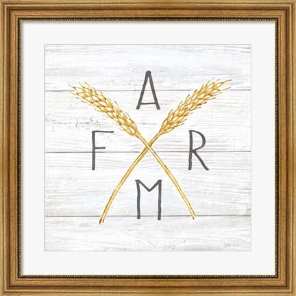 Framed Farmhouse Stamp Wheat Print