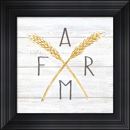 Framed Farmhouse Stamp Wheat Print