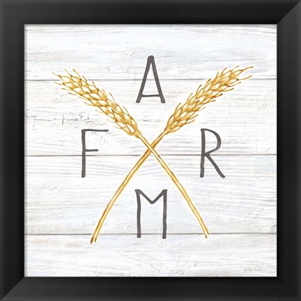 Framed Farmhouse Stamp Wheat Print