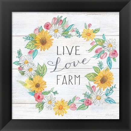 Framed Farmhouse Stamp Wreath Print