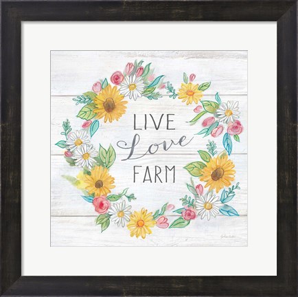Framed Farmhouse Stamp Wreath Print