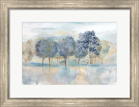 Framed Treeline Reflection Landscape Print
