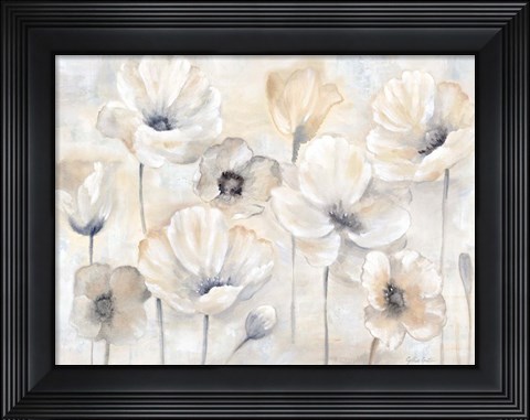 Framed Gray Poppy Garden Landscape Print