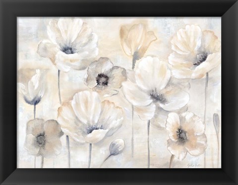 Framed Gray Poppy Garden Landscape Print