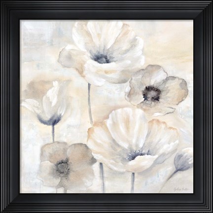 Framed Gray Poppy Garden I Print