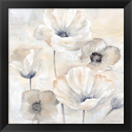 Framed Gray Poppy Garden I Print